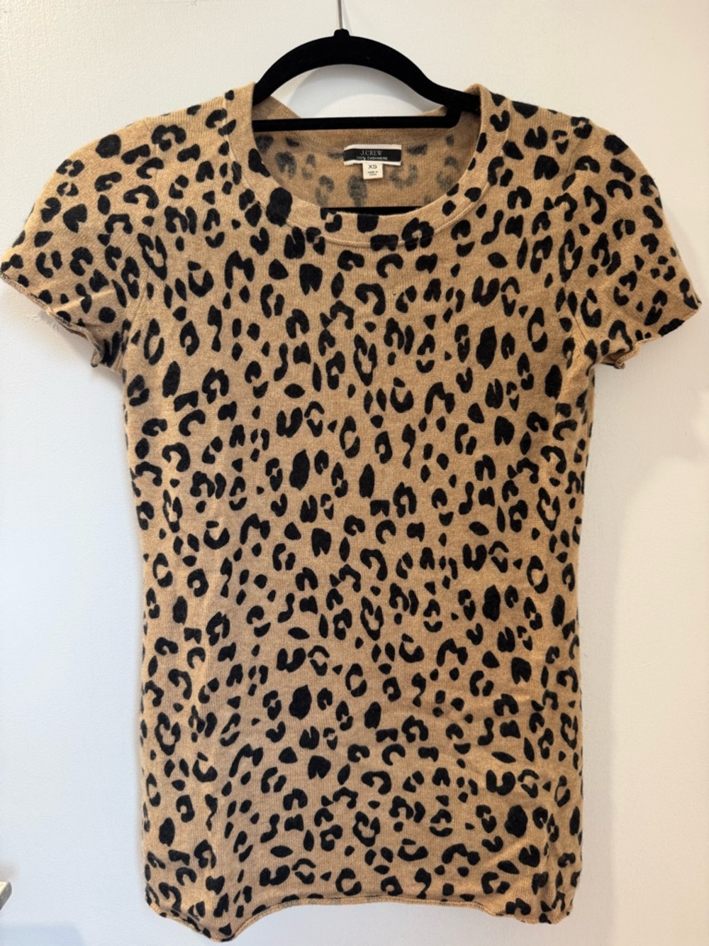 J. Crew Tan and Black Leopard Print Short Sleeve Tee